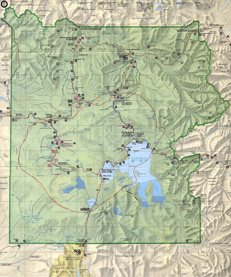 Карта Йеллоустонского национального парка