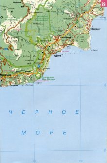 Карта побережья Крыма Гурзуф