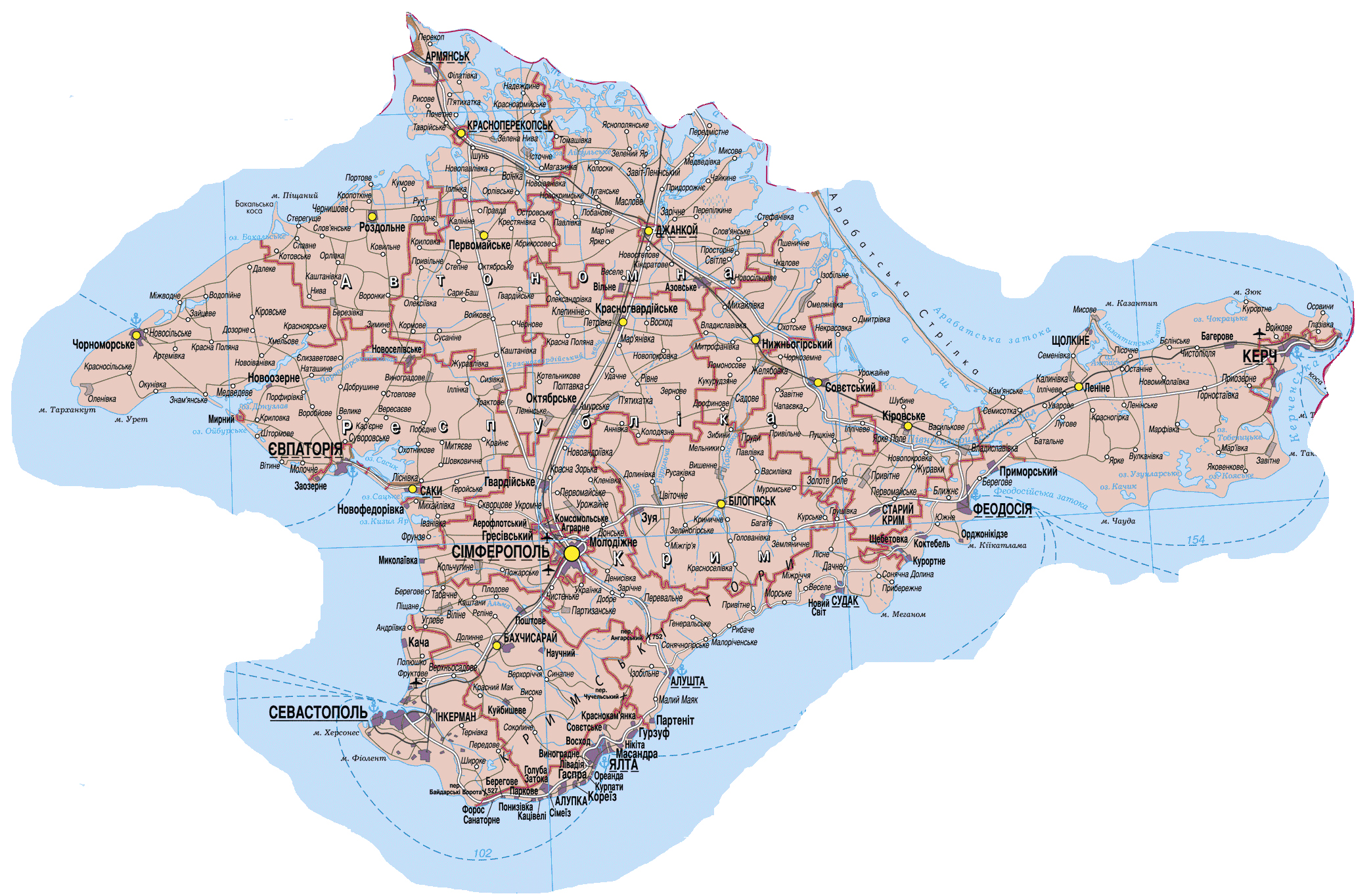 Карта Крыма Береговое Бахчисарайский Район