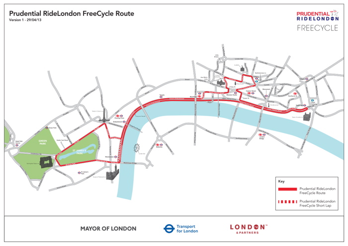 Маршрут велогонки по улицам Лондона