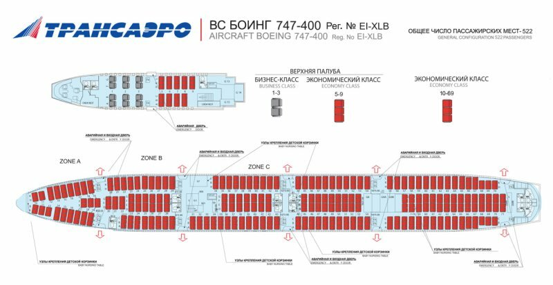 Схема мест в Боинге 747
