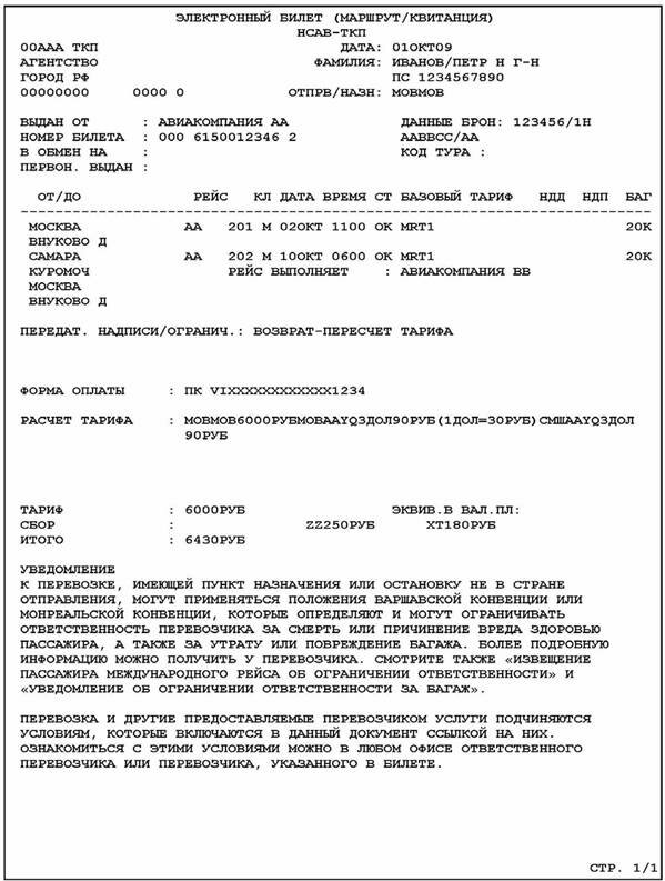 Электронный билет на самолет форма забронировать отель ibis турция